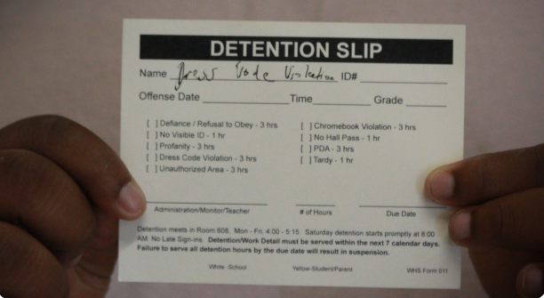 Dress code Detention Slip