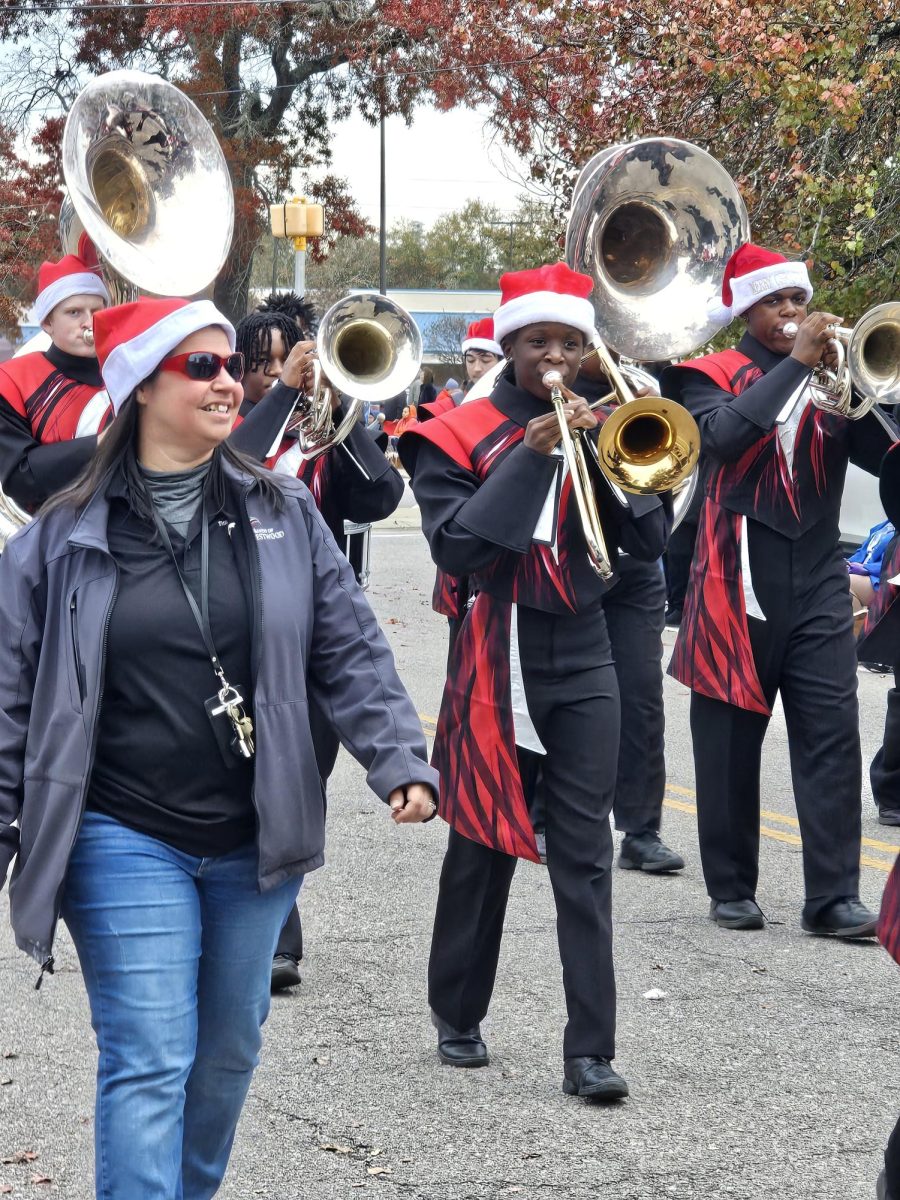 Band Director Jenny VanTiem and her Band  Students at the Blythewood Christmas Parade